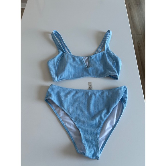 SHEIN Other - Light Blue Textured High Waisted Bikini Set Women's‎ Size XL